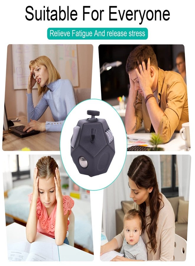 UOOEFUN Mini Fidget Toys Cube,12 Sided Cube Toys Relief Stress,Anxiety, Depression,Autism for Kids Adults Improve Focus and Kill Time (Black) - Image 5